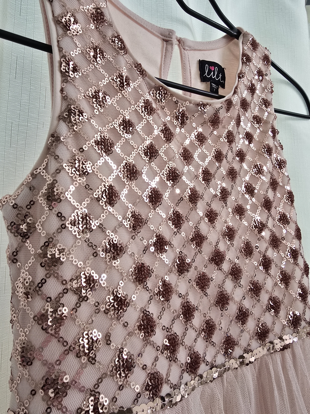 Lilt Girls' Rose Gold Sequin Party Dress